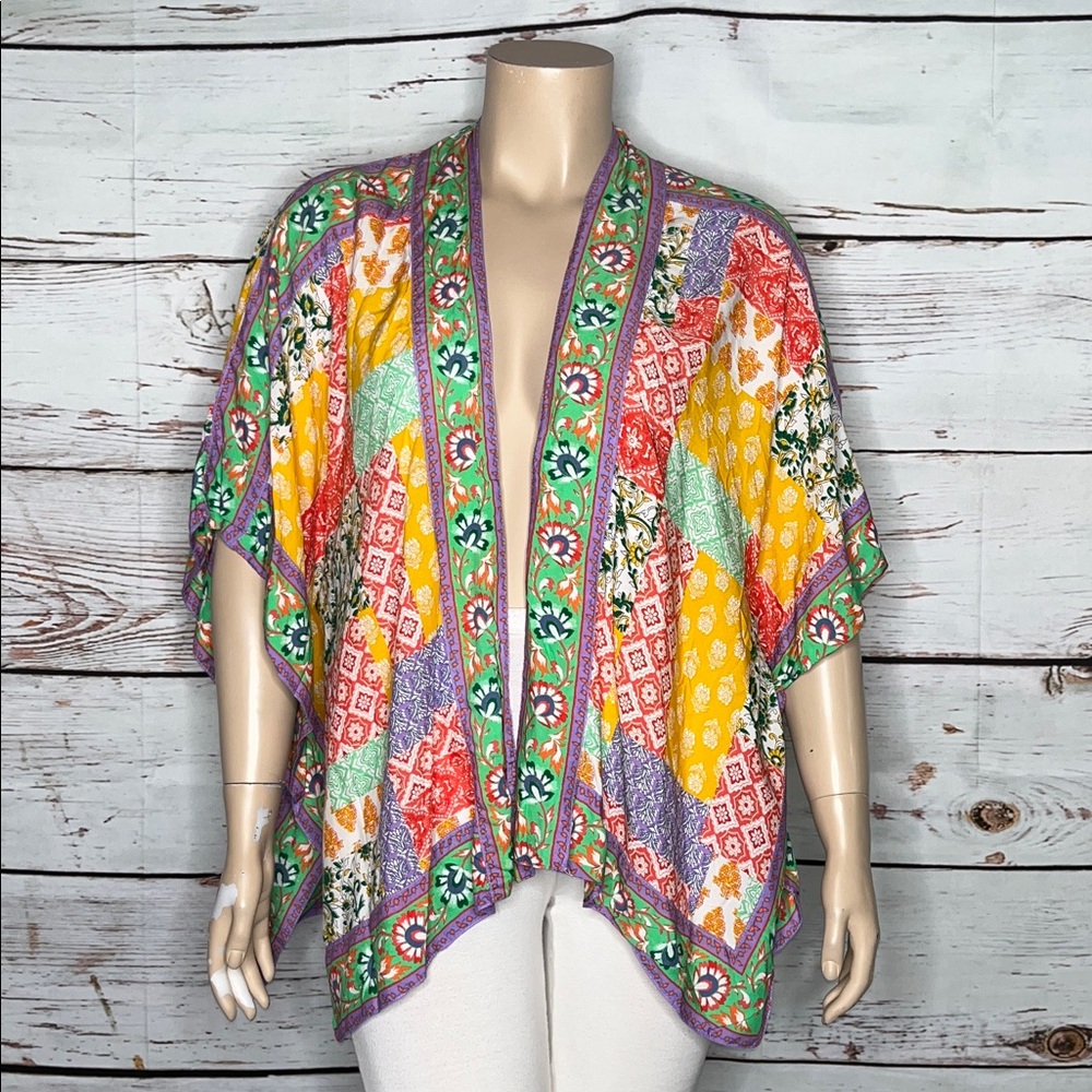 Tolani Collection Size 1XP Floral Patchwork Print Kimono Cardigan Jacket - Picture 1 of 5